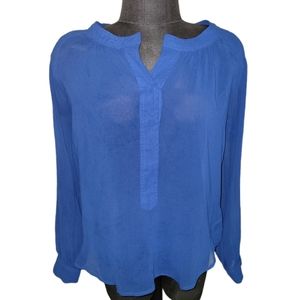 Patterson J.  Kincaid Sheer Chiffon Long Sleeve V Cut Blouse sz S
